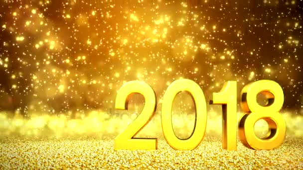 Feliz año nuevo 2018 - tarjeta de felicitación de oro — Vídeos de Stock