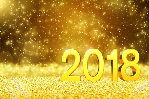 3d render - felice anno nuovo 2018 - biglietto d'auguri d'oro — Foto Stock