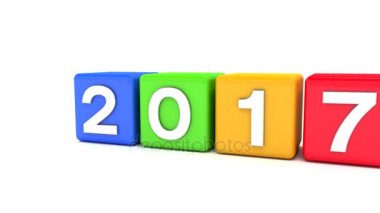 renkli küpler 2017-2018 ile-3D animasyon yeni yıl 2018 temsil eder..