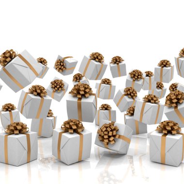 3D render düşen Noel hediye 