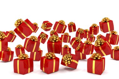 3D render düşen kırmızı Noel hediye