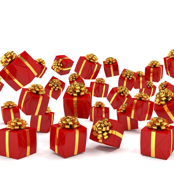 3D візуалізація червоних різдвяних подарунків — стокове фото