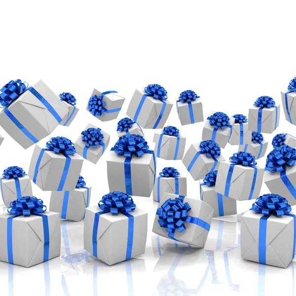 3d render of falling christmas presents — Stock Photo, Image