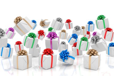 3D render düşen Noel hediye