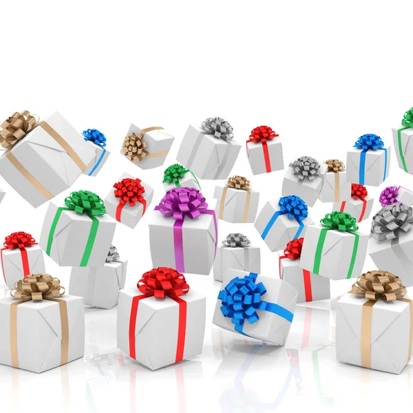 3d render of falling christmas presents — Stock Photo, Image