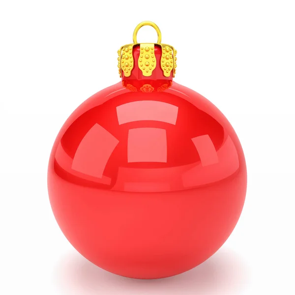 Rendu 3d - boule de Noël rouge sur fond blanc — Photo