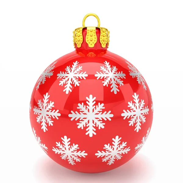 3d render - Natale rosso bauble su sfondo bianco — Foto Stock