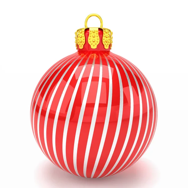 3D render - rode Kerstbal op witte achtergrond — Stockfoto