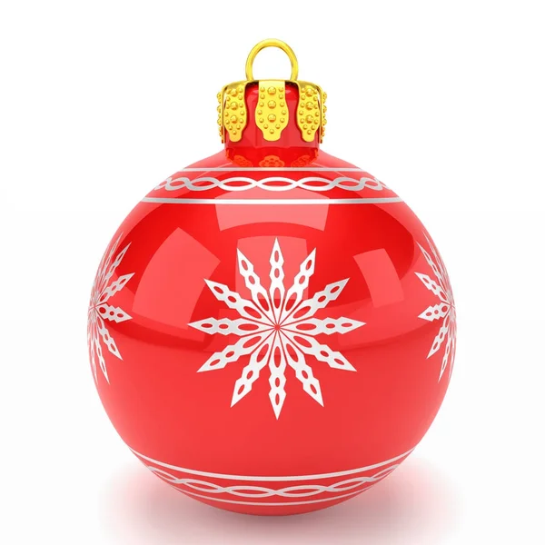 3d render - Natale rosso bauble su sfondo bianco — Foto Stock