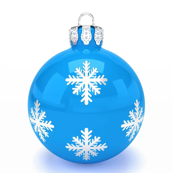 3d render - blaue Christbaumkugel auf weißem Hintergrund — Stockfoto
