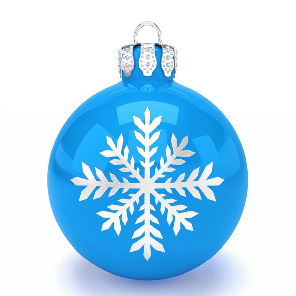 3d render - blu Natale bauble su sfondo bianco — Foto Stock