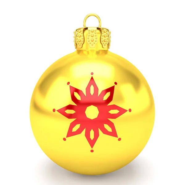 3d render - boule de Noël dorée sur fond blanc — Photo