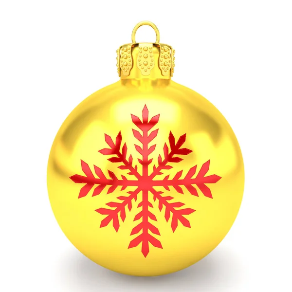 3d render - golden christmas bauble over white background — Stock Photo, Image