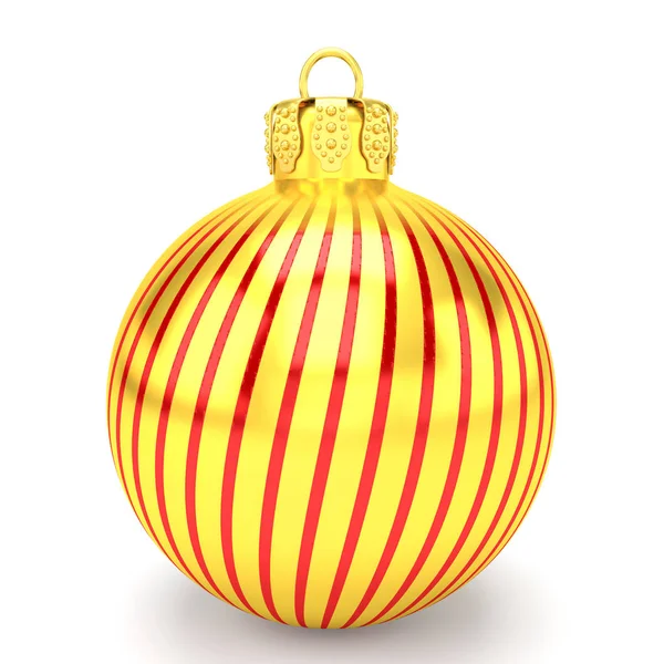 3d render - Natale d'oro bauble su sfondo bianco — Foto Stock