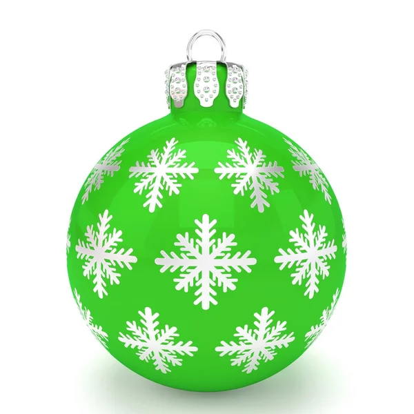 3d render - Natale verde bauble su sfondo bianco — Foto Stock