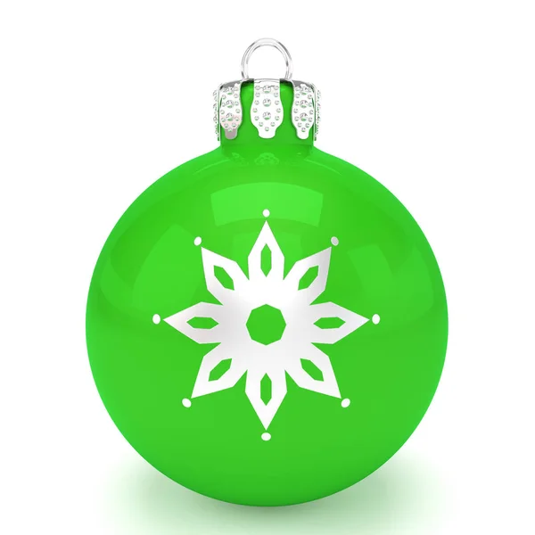3D render - groene Kerstbal op witte achtergrond — Stockfoto