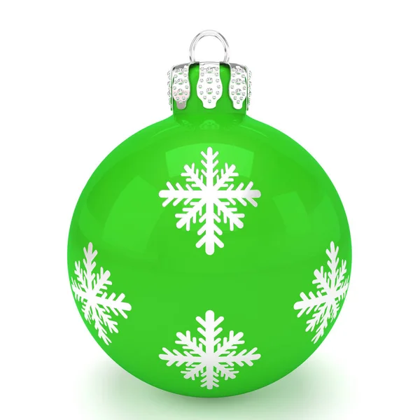 3d render - Natale verde bauble su sfondo bianco — Foto Stock
