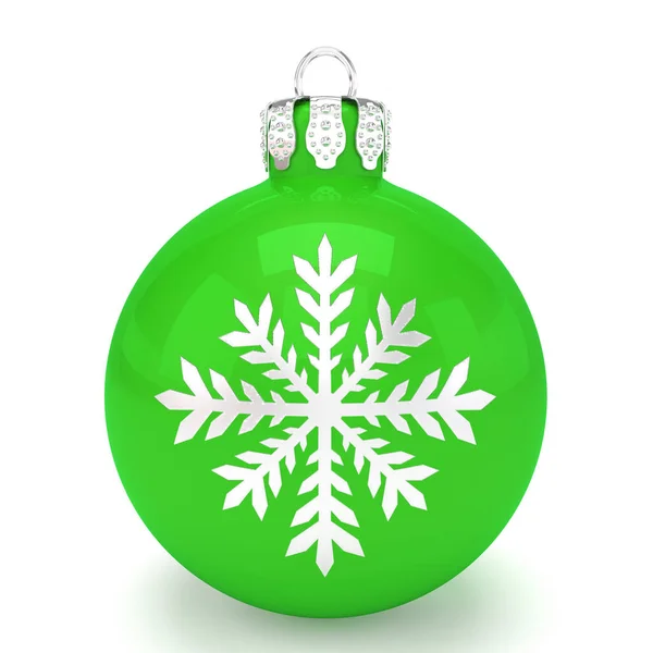 3d render - Natale verde bauble su sfondo bianco — Foto Stock