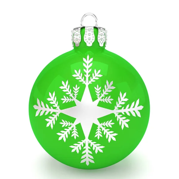 3d render - Natale verde bauble su sfondo bianco — Foto Stock