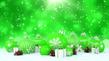 Noel baubles bokeh arka plan üzerinde yeşil