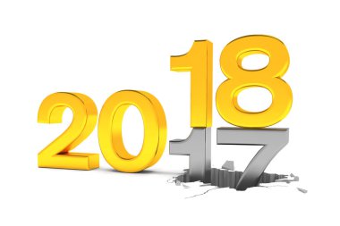2017-18 sayılar beyaz arka plan üzerinde 3D render.