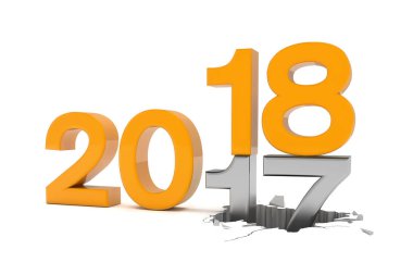 2017-18 sayılar beyaz arka plan üzerinde 3D render.
