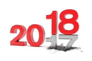 2017-18 sayılar beyaz arka plan üzerinde 3D render.
