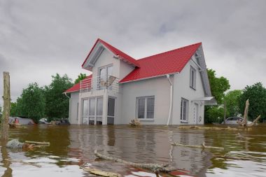 3d render - flooding blue house clipart