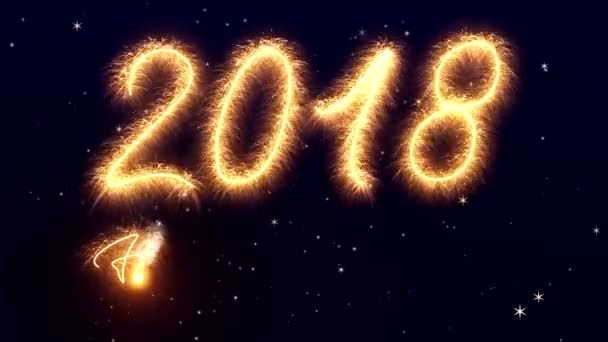 Sparkler video animatie van de getallen 2018 - gelukkig Nieuwjaar — Stockvideo