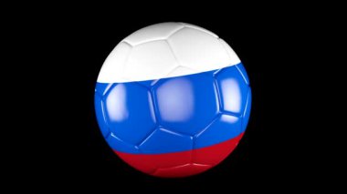 Rusya 2018 futbol. Bir futbol spin bir Rus bayrağı ile. Dünya spor olay. 4 k Video Animation.Alpha kanal