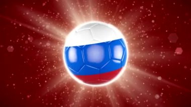 Rusya 2018 futbol. Bir futbol spin bir Rus bayrağı ile. Dünya spor olay. 4 k Video animasyon.