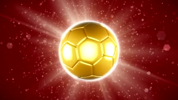 Golden Football Flag Spins Video Animation — Stock Video