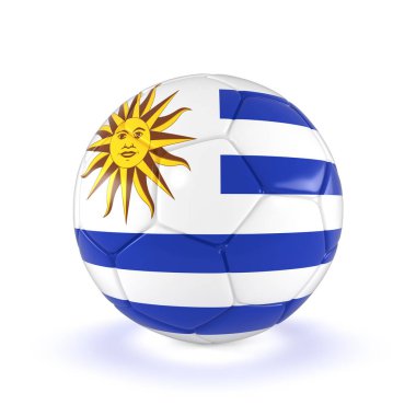 3D render - Rusya 2018 - futbol ile Uruguay bayrağı