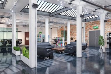 3D render - açık plan büro - ofis binası