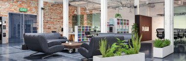 3D render - açık plan büro - ofis binası