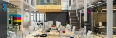 3D render - açık plan büro - ofis binası