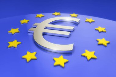 3D render - metal euro simgesi