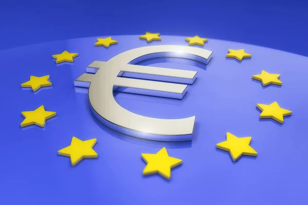 3D рендеринг - металлический знак евро — стоковое фото