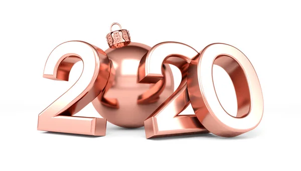 3d render of the number 2020 with a christmas tree in pink — Stock Photo, Image