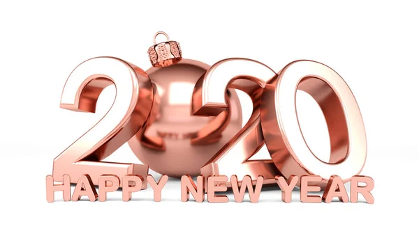 3d render of the number 2020 with a christmas tree in pink — Stock Photo, Image