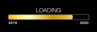 loading bar in gold with the message loading 2020 clipart