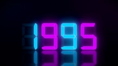 1990 'dan 2020' ye kadar aralıksız devam eden mavi ve morumsu bir Led ekran animasyonu 2020 yılının yeni yılını temsil ediyor - tatil kavramı