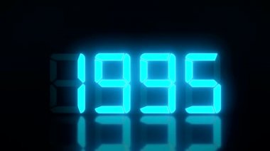 1990 'dan 2020' ye kadar aralıksız devam eden karanlık arkaplan üzerine mavili bir ekranın video animasyonu 2020 yılındaki tatil kavramını temsil ediyor.