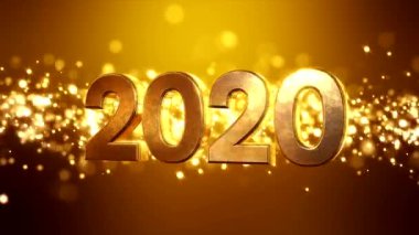 Altın arka plan ve numaraları 2020 üzerinde noel altın ışık parlaklık parçacıkları bokeh Video animasyon - tatil konsepti yeni yıl temsil eder