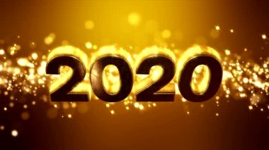 Altın arka plan ve numaraları 2020 üzerinde noel altın ışık parlaklık parçacıkları bokeh Video animasyon - tatil konsepti yeni yıl temsil eder