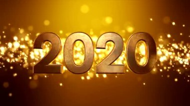 Altın arka plan ve numaraları 2020 üzerinde noel altın ışık parlaklık parçacıkları bokeh Video animasyon - tatil konsepti yeni yıl temsil eder