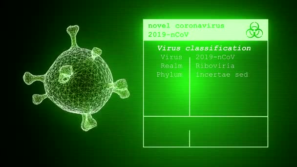 Video Animation Coronavirus Characteristics Features Green Background 2019 Ncov — Stok video