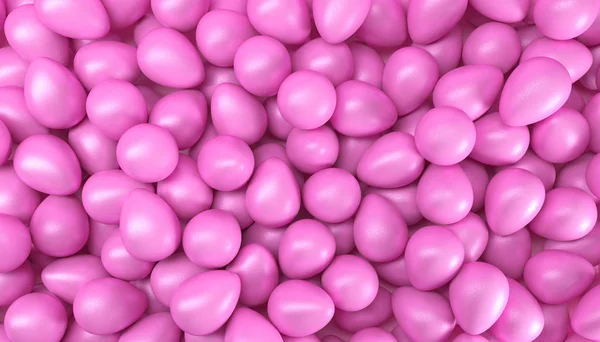 Rendering 3D di molte uova di Pasqua in rosa — Foto Stock