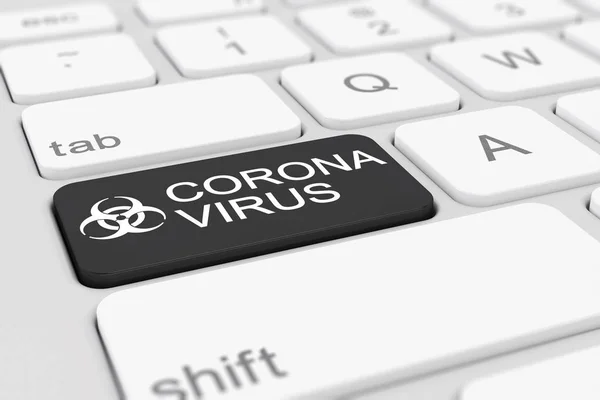 3d render of a keyboard with a black key - coronavirus — Stockfoto