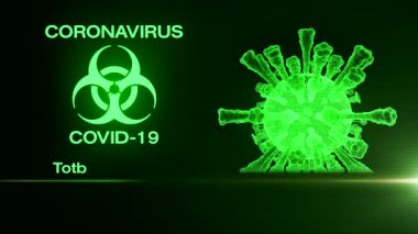 video animation of the coronavirus with characteristics and counter over green background - 2019-nCoV
